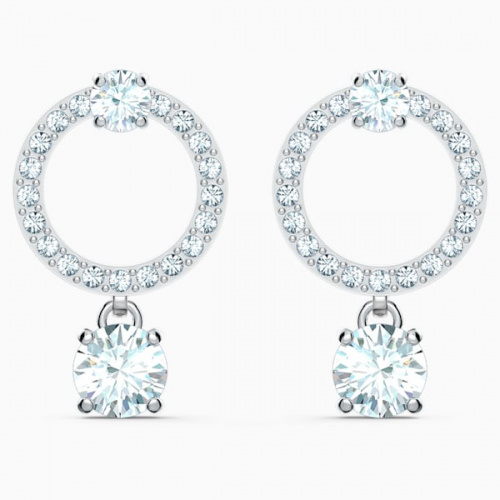 Constella hoop earrings Round cut, White, Rhodium plated