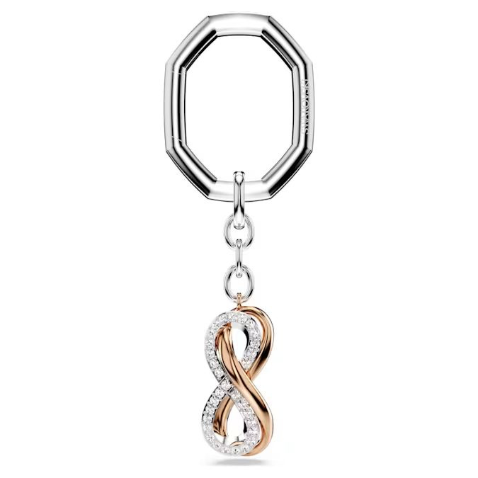 Key ring Infinity, White, Mixed metal finish