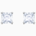 Stilla Attract stud earrings Square cut, White, Rhodium plated
