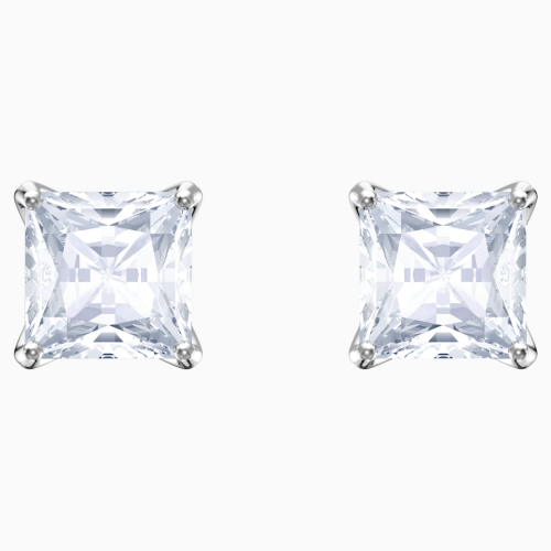 Stilla Attract stud earrings Square cut, White, Rhodium plated