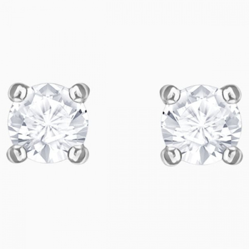 Stilla Attract stud earrings Round cut, White, Rhodium plated