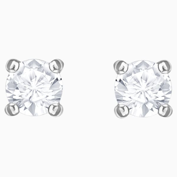 Stilla Attract stud earrings Round cut, White, Rhodium plated