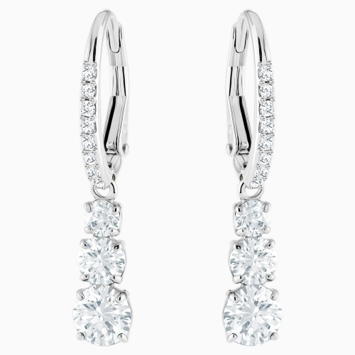 Stilla Attract hoop earrings Round cut, White, Rhodium plated