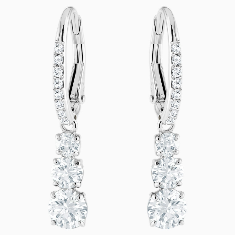 Stilla Attract hoop earrings Round cut, White, Rhodium plated