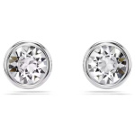 Imber stud earrings Round cut, White, Rhodium plated