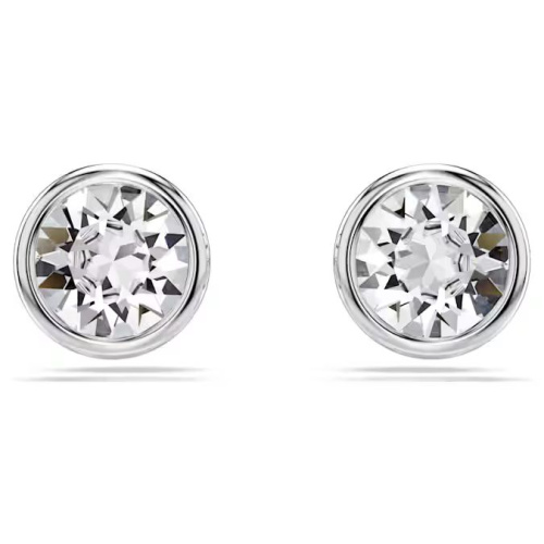 Imber stud earrings Round cut, White, Rhodium plated