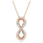 Hyperbola pendant Infinity, White, Rose gold-tone plated