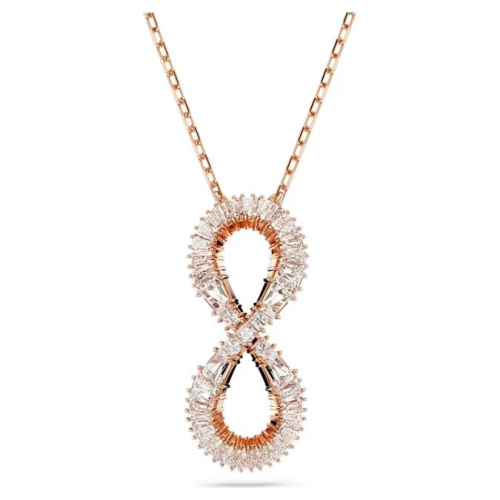 Hyperbola pendant Infinity, White, Rose gold-tone plated