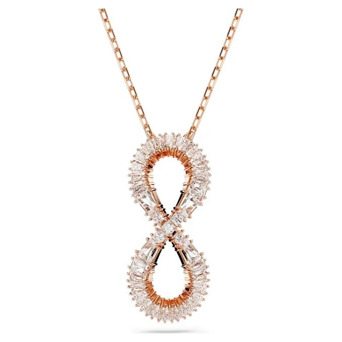 Hyperbola pendant Infinity, White, Rose gold-tone plated