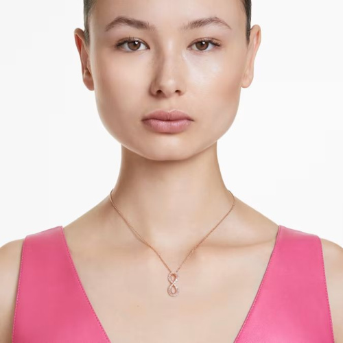 Hyperbola pendant Infinity, White, Rose gold-tone plated