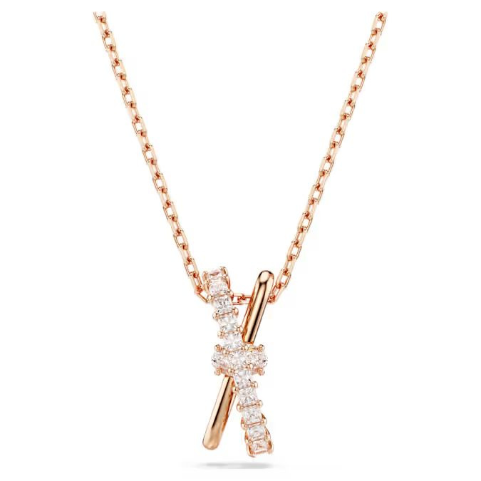 Hyperbola pendant Mixed cuts, Twist, White, Rose gold-tone plated