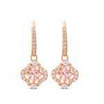 Una drop earrings Clover, Pink, Rose gold-tone plated