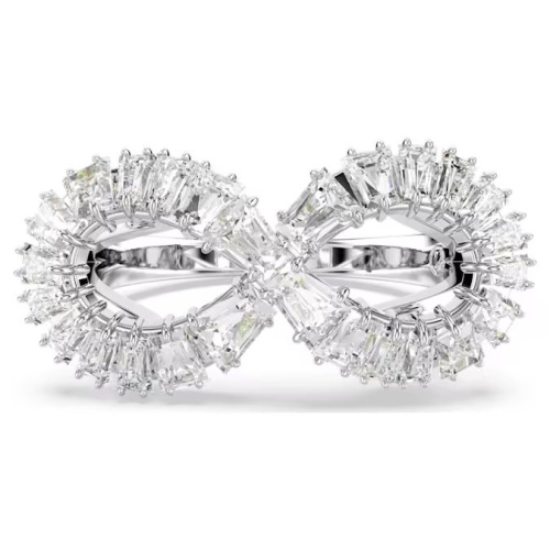 Hyperbola cocktail ring Infinity, White, Rhodium plated