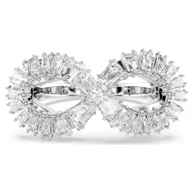 Hyperbola cocktail ring Infinity, White, Rhodium plated