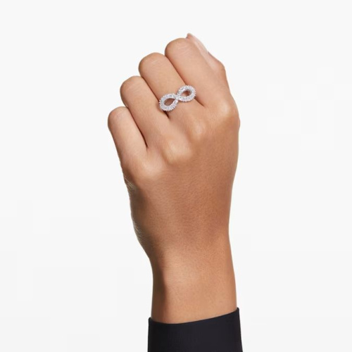 Hyperbola cocktail ring Infinity, White, Rhodium plated