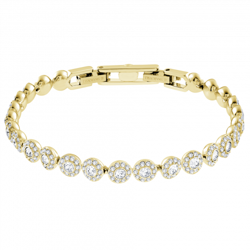 Una Angelic Tennis bracelet Round cut, Pavé, Medium, White, Gold-tone plated
