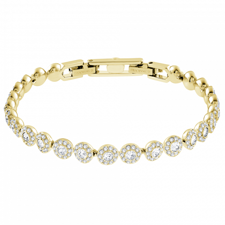 Una Angelic Tennis bracelet Round cut, Pavé, Medium, White, Gold-tone plated