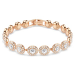 Una Angelic Tennis bracelet Round cut, Pavé, Medium, White, Rose gold-tone plated