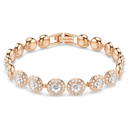 Una Angelic Tennis bracelet Round cut, Pavé, Medium, White, Rose gold-tone plated