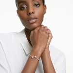 Mesmera bangle Heart, White, Rhodium plated