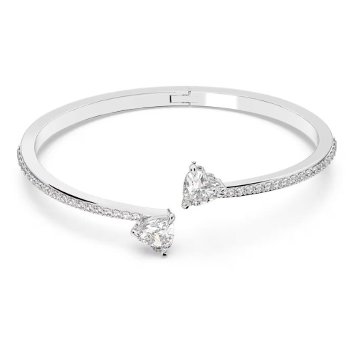 Mesmera bangle Heart, White, Rhodium plated