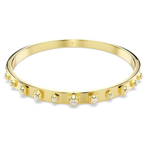 Numina bangle Mixed round cuts, White, Gold-tone plated