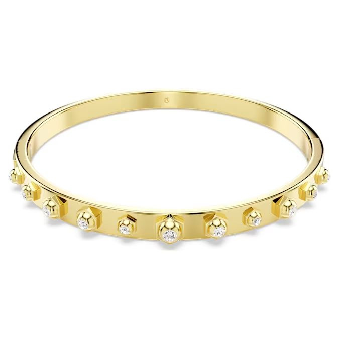 Numina bangle Mixed round cuts, White, Gold-tone plated