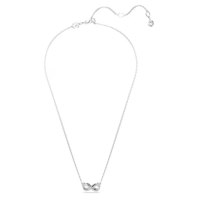 Hyperbola pendant Pavé, Infinity, White, Rhodium plated