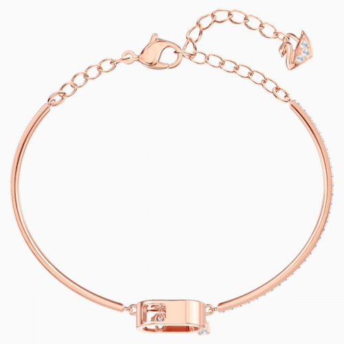 Una bracelet Round cut, Oval shape, White, Rose gold-tone plated