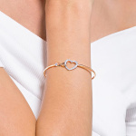 Hyperbola bangle Infinity and heart, White, Mixed metal finish