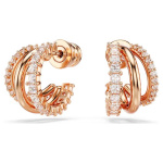 Hyperbola hoop earrings Mixed cuts, Mini, White, Rose gold-tone plated