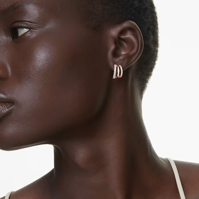 Hyperbola hoop earrings Mixed cuts, Mini, White, Rose gold-tone plated