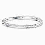 Hyperbola bangle White, Rhodium plated