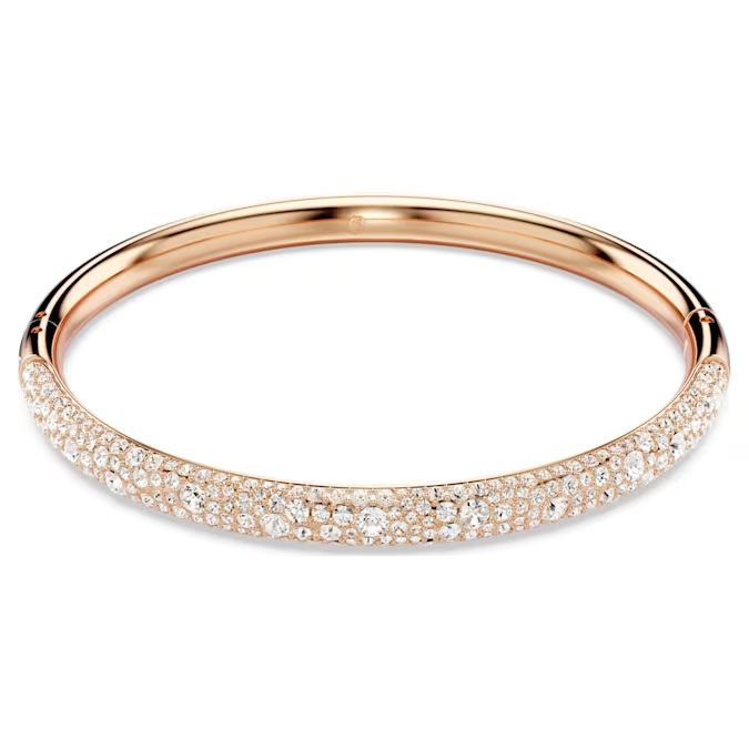 Sublima bangle Snow pavé, White, Rose gold-tone plated