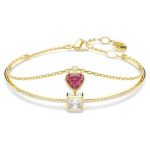 Chroma bangle Heart, Red, Gold-tone plated
