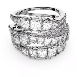 Hyperbola ring Mixed cuts, White, Rhodium plated