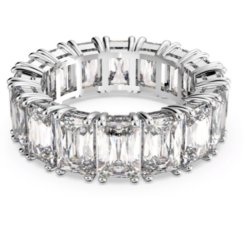 Matrix Vittore ring Rectangular cut, White, Rhodium plated