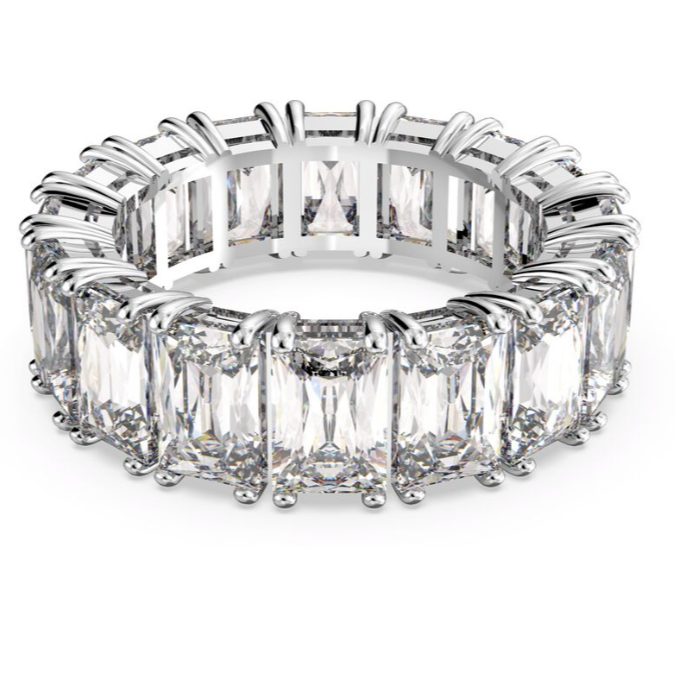 Matrix Vittore ring Rectangular cut, White, Rhodium plated