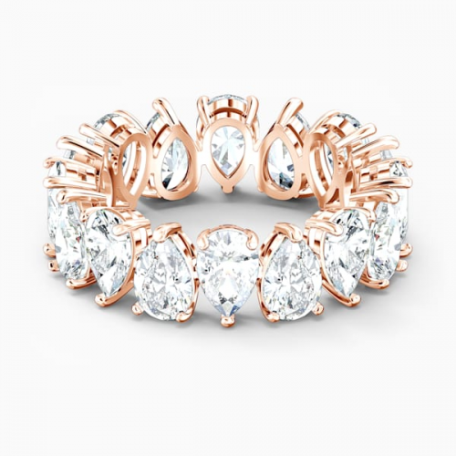 Matrix Vittore ring Drop cut, White, Rose gold-tone plated