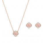 Una set Mixed cuts, Clover, Pink, Rose gold-tone plated