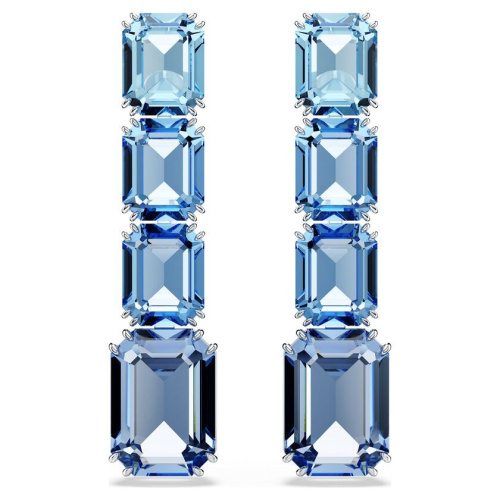 Millenia drop earrings Octagon cut, Color gradient, Blue, Rhodium plated