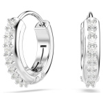 Matrix hoop earrings Round cut, White, Rhodium plated